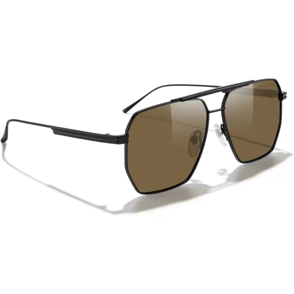 MERRYS Oversized Polarized Square Sunglasses for Women Men Vintage Retro Shades UV400 Classic Large Metal Sun GlassesBlack FrameBrown Lens