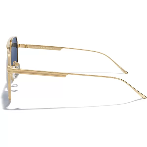 MERRYS Oversized Polarized Square Sunglasses for Women Men Vintage Retro Shades UV400 Classic Large Metal Sun GlassesGold FrameBlue Lens