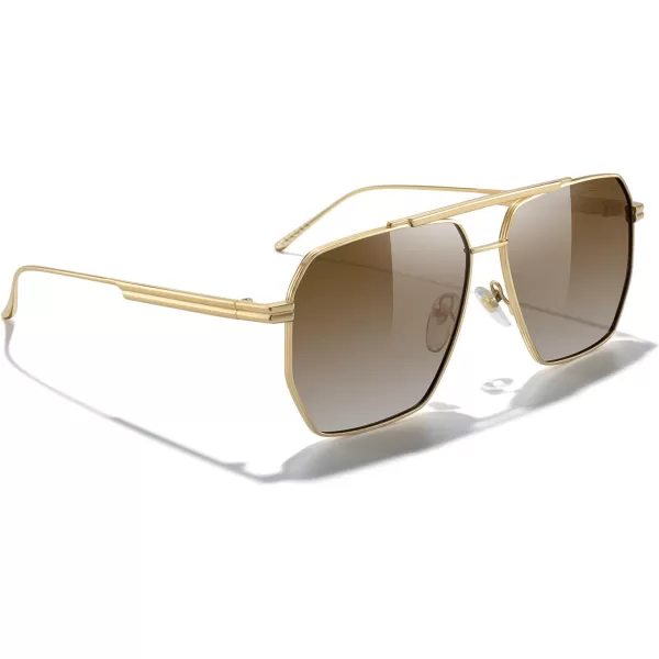 MERRYS Oversized Polarized Square Sunglasses for Women Men Vintage Retro Shades UV400 Classic Large Metal Sun GlassesGold FrameBrown Gradient Lens