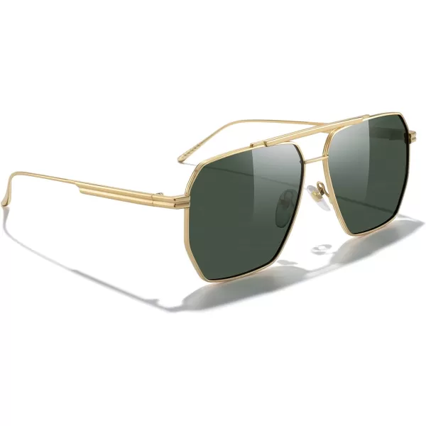 MERRYS Oversized Polarized Square Sunglasses for Women Men Vintage Retro Shades UV400 Classic Large Metal Sun GlassesGold FrameG15 Lens