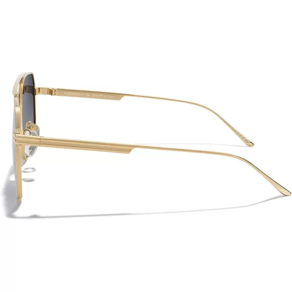 MERRYS Oversized Polarized Square Sunglasses for Women Men Vintage Retro Shades UV400 Classic Large Metal Sun GlassesGold FrameGray Gradient Lens