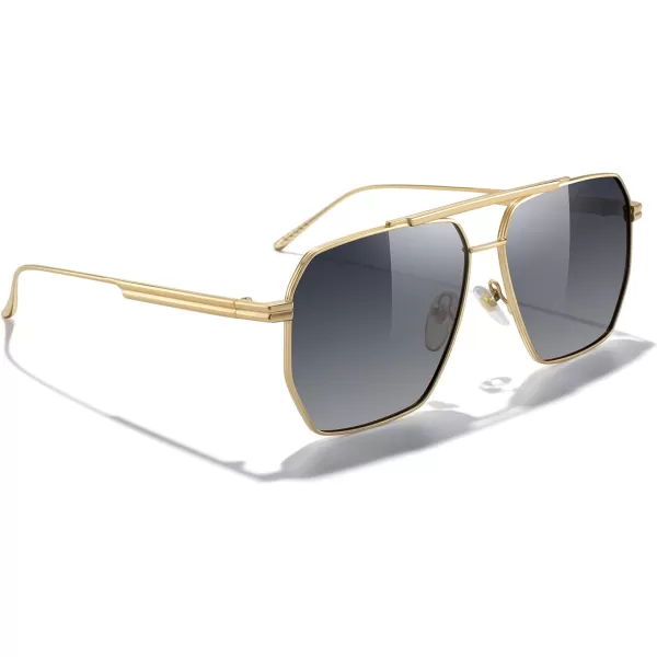 MERRYS Oversized Polarized Square Sunglasses for Women Men Vintage Retro Shades UV400 Classic Large Metal Sun GlassesGold FrameGray Gradient Lens