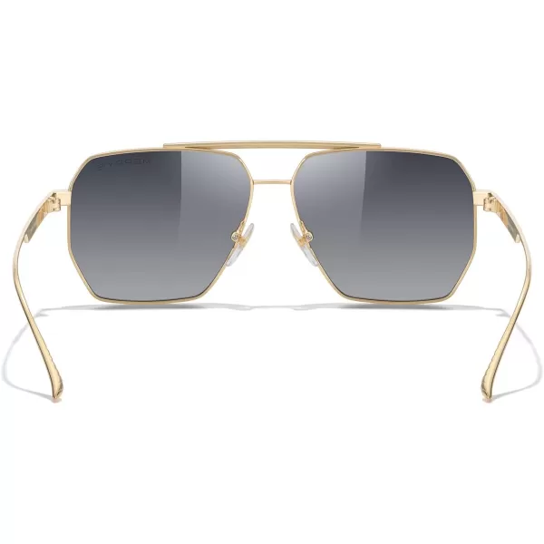 MERRYS Oversized Polarized Square Sunglasses for Women Men Vintage Retro Shades UV400 Classic Large Metal Sun GlassesGold FrameGray Gradient Lens
