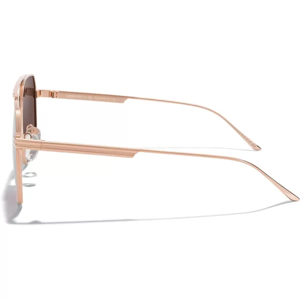 MERRYS Oversized Polarized Square Sunglasses for Women Men Vintage Retro Shades UV400 Classic Large Metal Sun GlassesRose Gold FramePink Mirror Lens