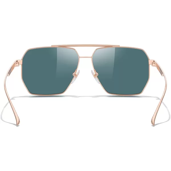 MERRYS Oversized Polarized Square Sunglasses for Women Men Vintage Retro Shades UV400 Classic Large Metal Sun GlassesRose Gold FramePink Mirror Lens