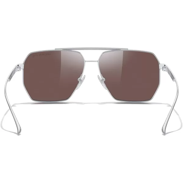 MERRYS Oversized Polarized Square Sunglasses for Women Men Vintage Retro Shades UV400 Classic Large Metal Sun GlassesSilver FrameBlue Mirror Lens