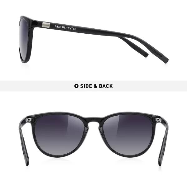 MERRYS Polarized Sunglasses for Women Men Vintage Retro Classic Round Frame Aluminum Legs S8288Black FrameBlack Gradient LensBlack Temples