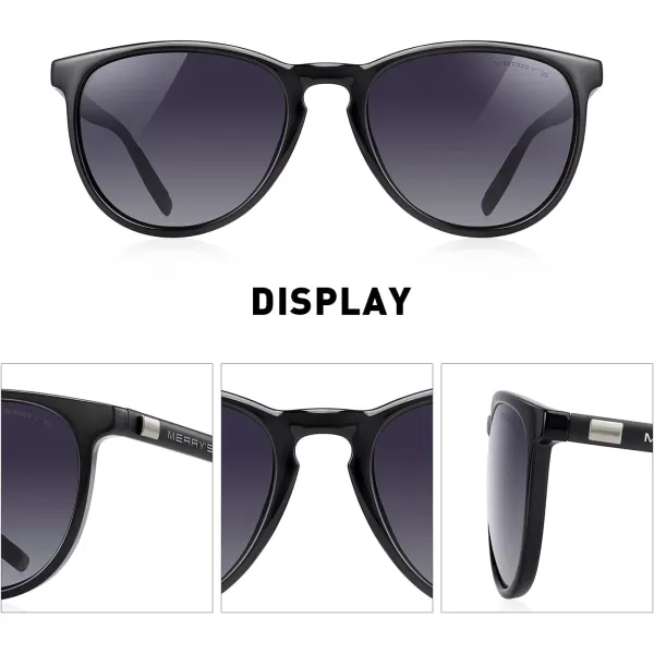 MERRYS Polarized Sunglasses for Women Men Vintage Retro Classic Round Frame Aluminum Legs S8288Black FrameBlack Gradient LensBlack Temples