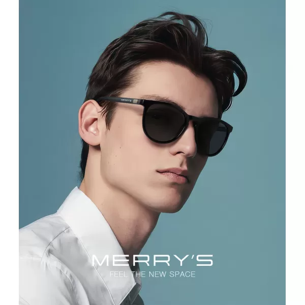 MERRYS Polarized Sunglasses for Women Men Vintage Retro Classic Round Frame Aluminum Legs S8288Black FrameBlack LensGrey Temples
