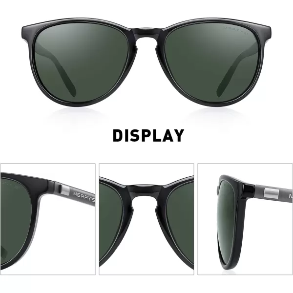 MERRYS Polarized Sunglasses for Women Men Vintage Retro Classic Round Frame Aluminum Legs S8288Black FrameG15 LensGrey Temples