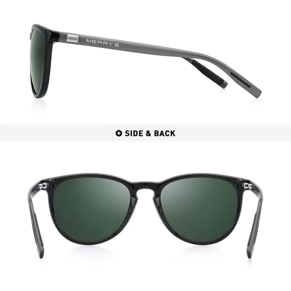 MERRYS Polarized Sunglasses for Women Men Vintage Retro Classic Round Frame Aluminum Legs S8288Black FrameG15 LensGrey Temples