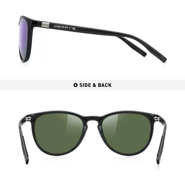 MERRYS Polarized Sunglasses for Women Men Vintage Retro Classic Round Frame Aluminum Legs S8288Black FramePurple Mirror LensBlack Temples