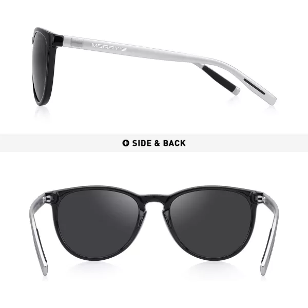 MERRYS Polarized Sunglasses for Women Men Vintage Retro Classic Round Frame Aluminum Legs S8288Blacksilver