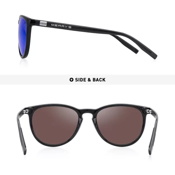 MERRYS Polarized Sunglasses for Women Men Vintage Retro Classic Round Frame Aluminum Legs S8288Blue
