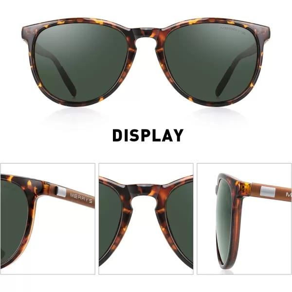 MERRYS Polarized Sunglasses for Women Men Vintage Retro Classic Round Frame Aluminum Legs S8288Leopard