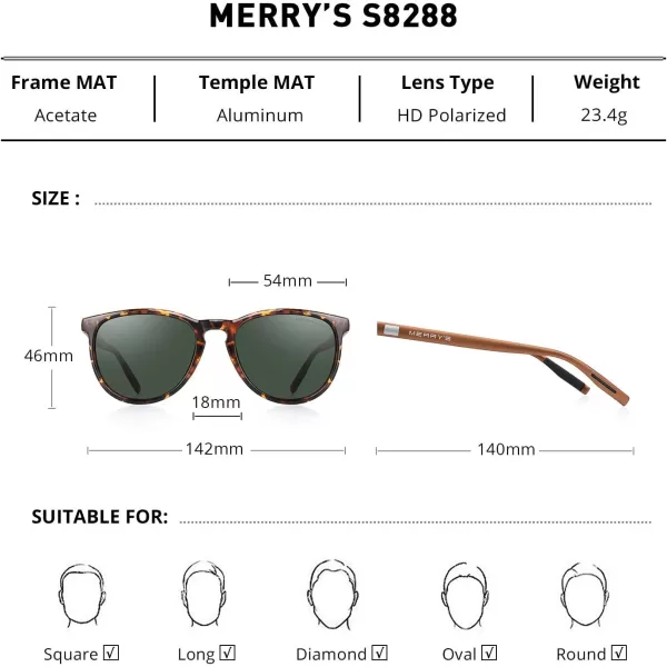 MERRYS Polarized Sunglasses for Women Men Vintage Retro Classic Round Frame Aluminum Legs S8288Leopard