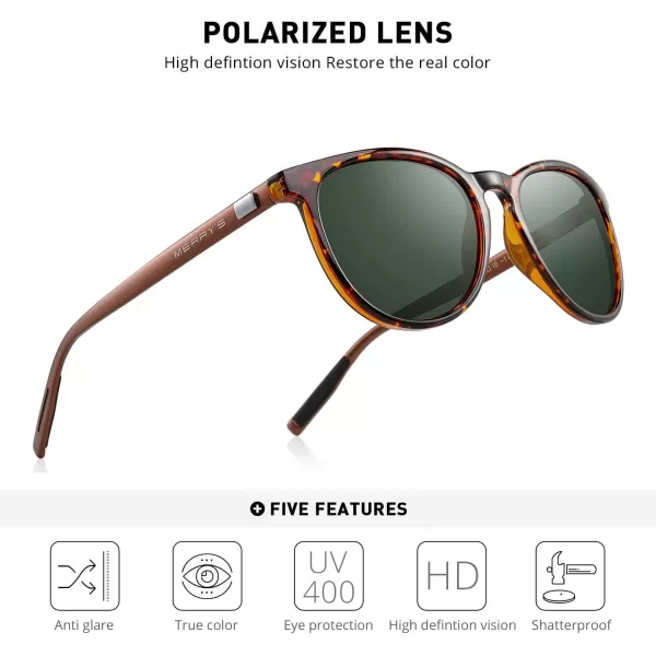 MERRYS Polarized Sunglasses for Women Men Vintage Retro Classic Round Frame Aluminum Legs S8288Leopard