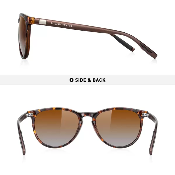 MERRYS Polarized Sunglasses for Women Men Vintage Retro Classic Round Frame Aluminum Legs S8288Leopard FrameBrown Gradient LensBrown Temples