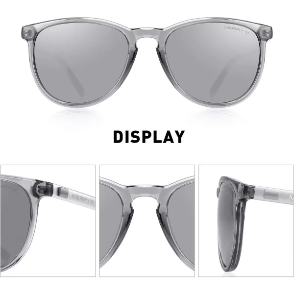 MERRYS Polarized Sunglasses for Women Men Vintage Retro Classic Round Frame Aluminum Legs S8288Silver
