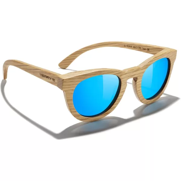 MERRYS Polarized Wooden Coated Floating Sunglasses MensWomens vintage Eyewear S5268Blue