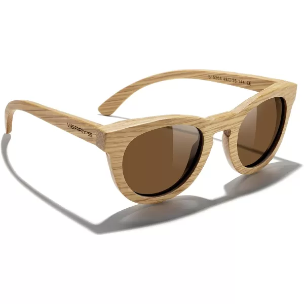 MERRYS Polarized Wooden Coated Floating Sunglasses MensWomens vintage Eyewear S5268Brown