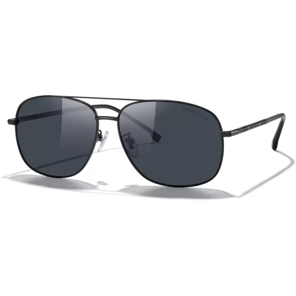 MERRYS Rectangular Polarized Sunglasses for Men Classic Driving Shades UV400 ProtectionBlack FrameBlack Lens