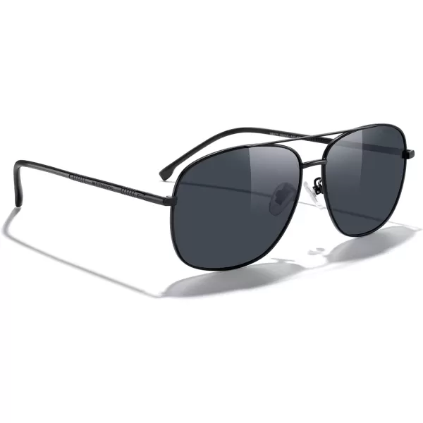 MERRYS Rectangular Polarized Sunglasses for Men Classic Driving Shades UV400 ProtectionBlack FrameBlack Lens