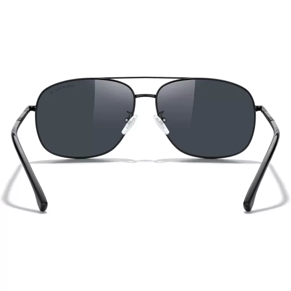 MERRYS Rectangular Polarized Sunglasses for Men Classic Driving Shades UV400 ProtectionBlack FrameBlack Lens