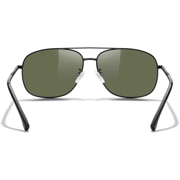 MERRYS Rectangular Polarized Sunglasses for Men Classic Driving Shades UV400 ProtectionBlack FrameBlue Mirror Lens