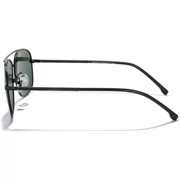 MERRYS Rectangular Polarized Sunglasses for Men Classic Driving Shades UV400 ProtectionBlack FrameG15 Lens