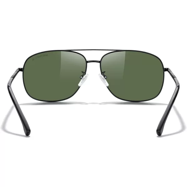 MERRYS Rectangular Polarized Sunglasses for Men Classic Driving Shades UV400 ProtectionBlack FramePurple Mirror Lens