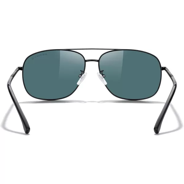 MERRYS Rectangular Polarized Sunglasses for Men Classic Driving Shades UV400 ProtectionBlack FrameRed Mirror Lens
