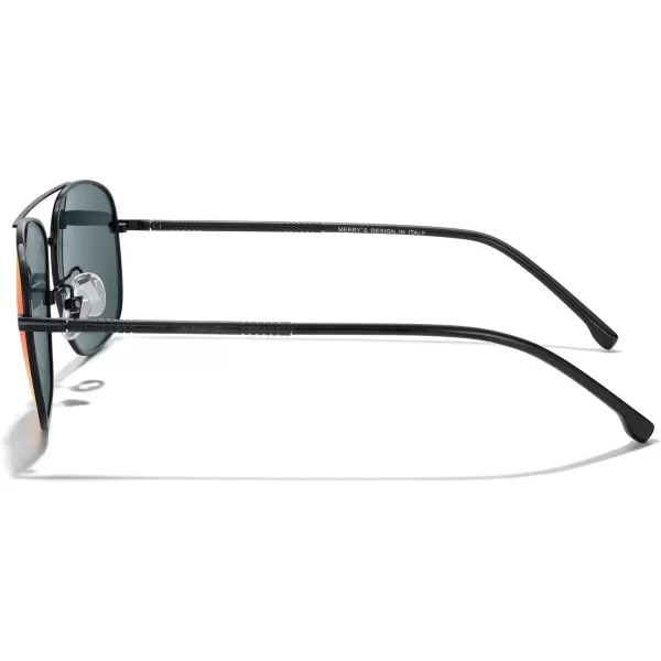 MERRYS Rectangular Polarized Sunglasses for Men Classic Driving Shades UV400 ProtectionBlack FrameRed Mirror Lens