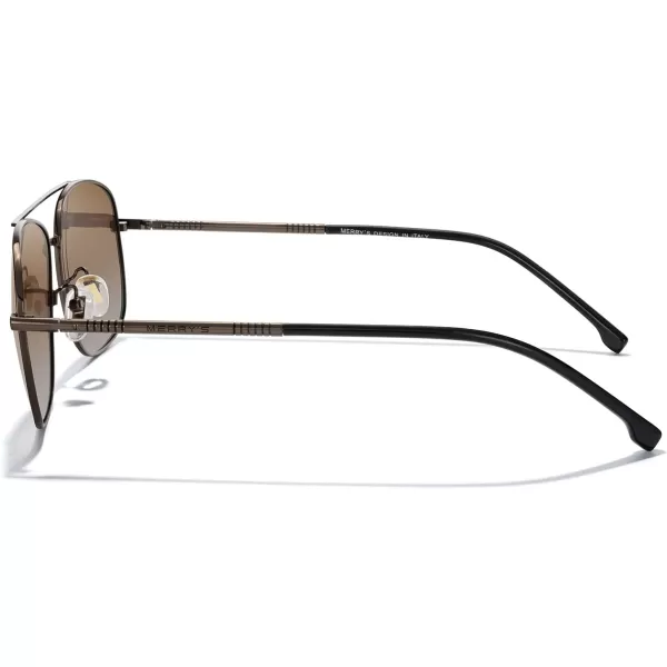 MERRYS Rectangular Polarized Sunglasses for Men Classic Driving Shades UV400 ProtectionBrown FrameBrown Gradient Lens
