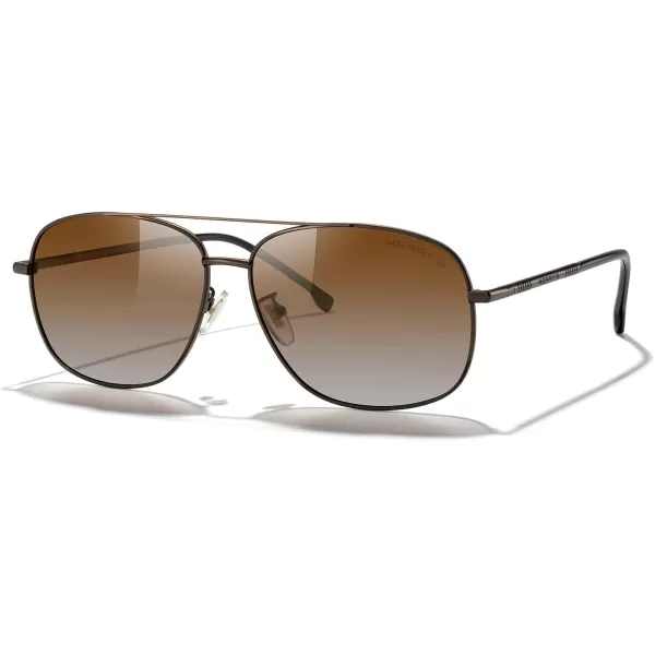 MERRYS Rectangular Polarized Sunglasses for Men Classic Driving Shades UV400 ProtectionBrown FrameBrown Gradient Lens
