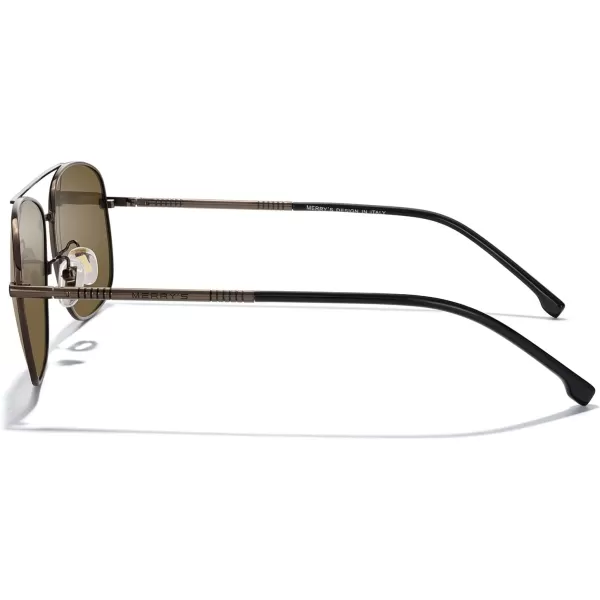 MERRYS Rectangular Polarized Sunglasses for Men Classic Driving Shades UV400 ProtectionBrown FrameBrown Lens