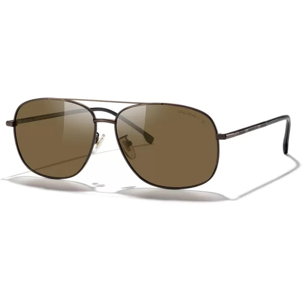 MERRYS Rectangular Polarized Sunglasses for Men Classic Driving Shades UV400 ProtectionBrown FrameBrown Lens
