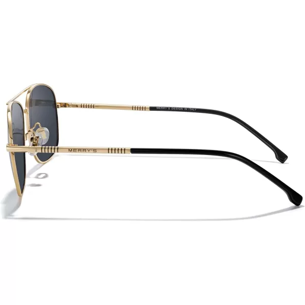 MERRYS Rectangular Polarized Sunglasses for Men Classic Driving Shades UV400 ProtectionGold FrameBlack Lens