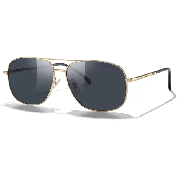 MERRYS Rectangular Polarized Sunglasses for Men Classic Driving Shades UV400 ProtectionGold FrameBlack Lens