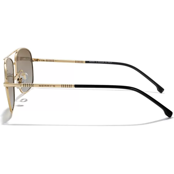 MERRYS Rectangular Polarized Sunglasses for Men Classic Driving Shades UV400 ProtectionGold FrameBrown Gradient Lens