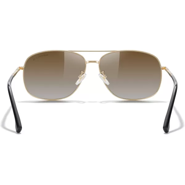 MERRYS Rectangular Polarized Sunglasses for Men Classic Driving Shades UV400 ProtectionGold FrameBrown Gradient Lens