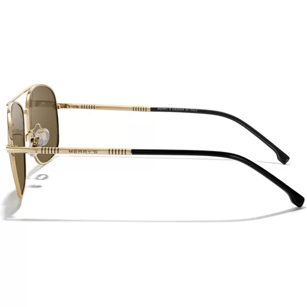 MERRYS Rectangular Polarized Sunglasses for Men Classic Driving Shades UV400 ProtectionGold FrameBrown Lens