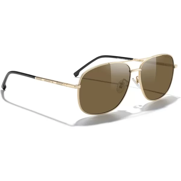 MERRYS Rectangular Polarized Sunglasses for Men Classic Driving Shades UV400 ProtectionGold FrameBrown Lens