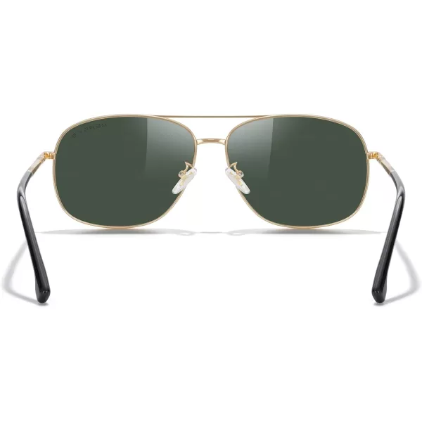MERRYS Rectangular Polarized Sunglasses for Men Classic Driving Shades UV400 ProtectionGold FrameG15 Lens