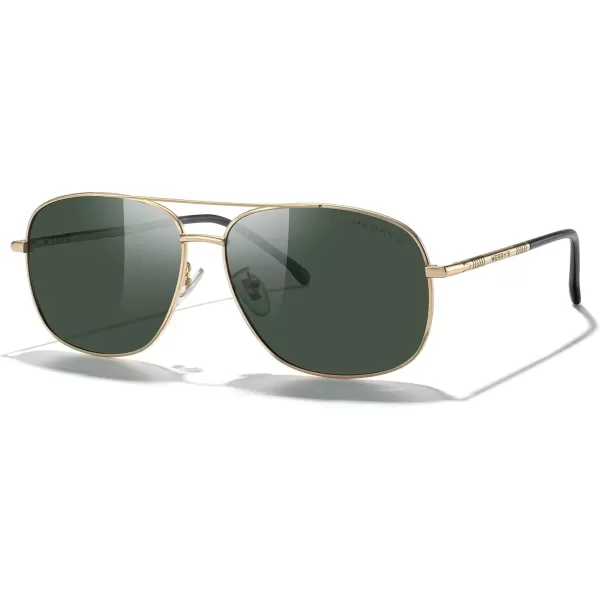 MERRYS Rectangular Polarized Sunglasses for Men Classic Driving Shades UV400 ProtectionGold FrameG15 Lens