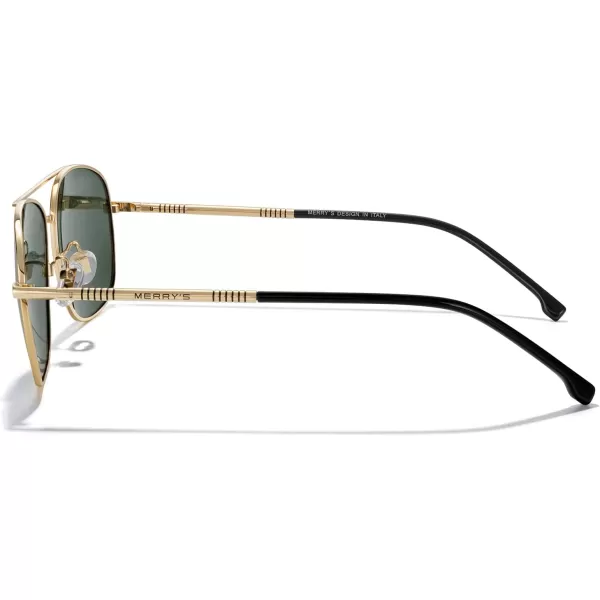MERRYS Rectangular Polarized Sunglasses for Men Classic Driving Shades UV400 ProtectionGold FrameG15 Lens