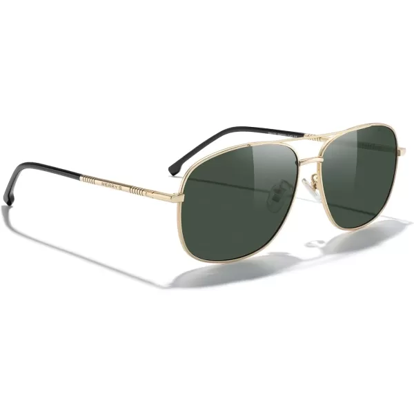 MERRYS Rectangular Polarized Sunglasses for Men Classic Driving Shades UV400 ProtectionGold FrameG15 Lens