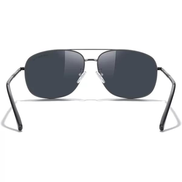 MERRYS Rectangular Polarized Sunglasses for Men Classic Driving Shades UV400 ProtectionGray FrameBlack Lens