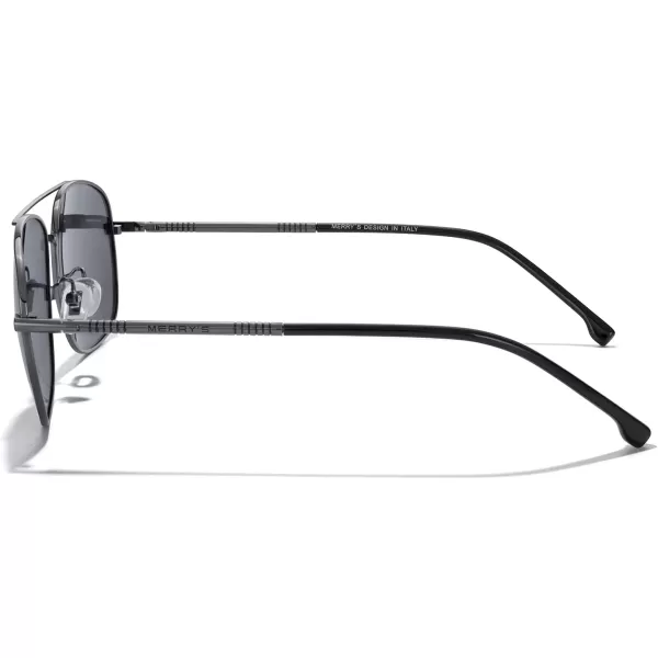 MERRYS Rectangular Polarized Sunglasses for Men Classic Driving Shades UV400 ProtectionGray FrameBlack Lens