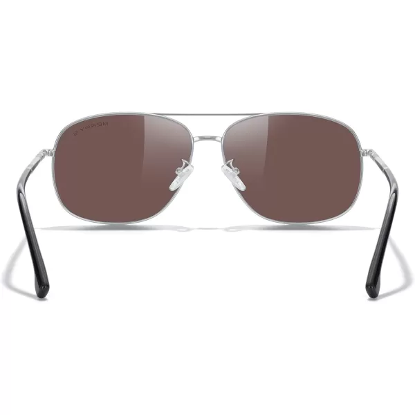 MERRYS Rectangular Polarized Sunglasses for Men Classic Driving Shades UV400 ProtectionSilver FrameBlue Mirror Lens